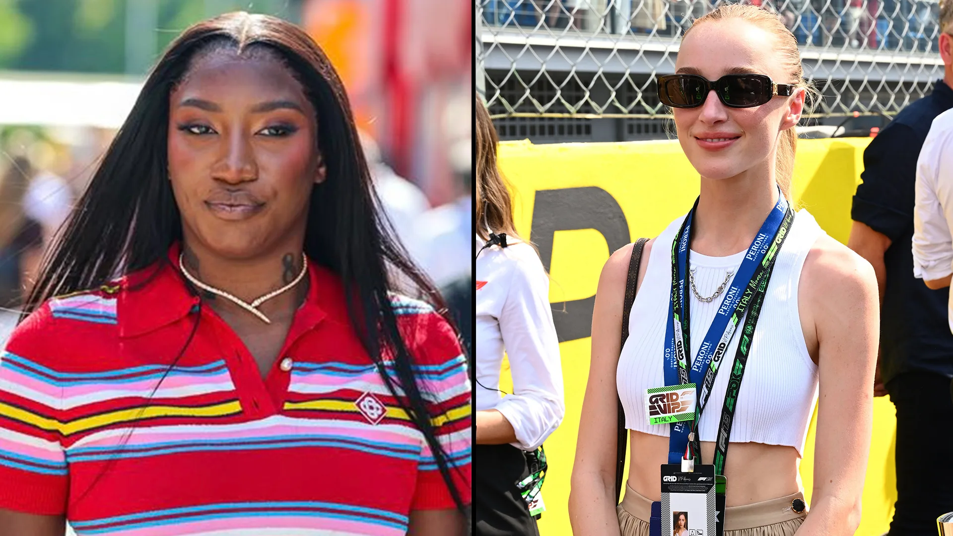 Aya Nakamura (à gauche) et Phoebe Dynevor (à droite). Swipe pour plus 